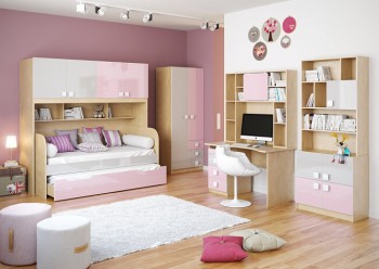Детская комната Грэйси (Розовый/Серый/корпус Клен) в Поваренке - povarenka.mebel54.com | фото