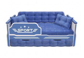 Кровать 180 серии Спорт 1 ящик 85 Синий (подушки) в Поваренке - povarenka.mebel54.com | фото
