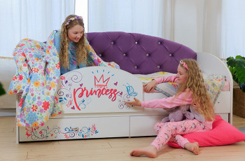 Кровать детская Эльза с бортиком Принцесса Белый/Фиолетовый в Поваренке - povarenka.mebel54.com | фото