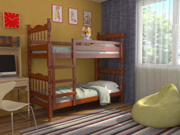 Кровать двухъярусная Соня из массива сосны 800*1890 Орех в Поваренке - povarenka.mebel54.com | фото
