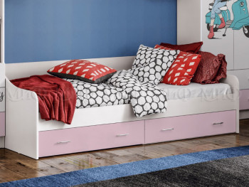 Кровать Fashion-1 Вега 0,9 м (Белый/Розовый) в Поваренке - povarenka.mebel54.com | фото