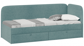 Кровать «Молли» с мягкой обивкой (900) тип 1 (Микровелюр Scandi Indigo 11) в Поваренке - povarenka.mebel54.com | фото
