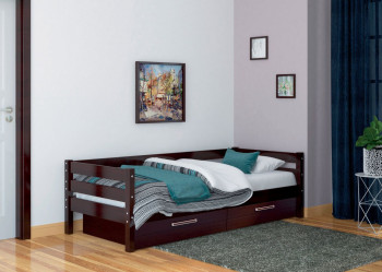 Кровать одинарная ГЛОРИЯ из массива сосны  900*2000 (Орех Тёмный) в Поваренке - povarenka.mebel54.com | фото