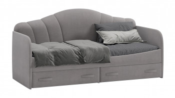 Кровать с мягкой спинкой и ящиками «Сабрина» 900 Светло-серый в Поваренке - povarenka.mebel54.com | фото
