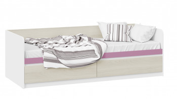 Кровать «Сканди» с 2 ящиками Дуб Гарден/Белый/Лиловый в Поваренке - povarenka.mebel54.com | фото