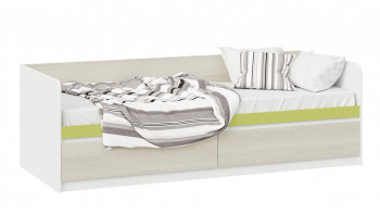 Кровать «Сканди» с 2 ящиками Дуб Гарден/Белый/Зеленый в Поваренке - povarenka.mebel54.com | фото