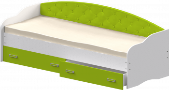 Кровать Софа-8 с мягкой спинкой (900х1900) Белый/Лайм в Поваренке - povarenka.mebel54.com | фото
