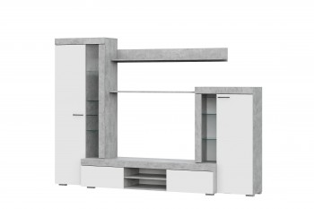 Мебель для гостиной МГС 5 Цемент светлый / Белый в Поваренке - povarenka.mebel54.com | фото