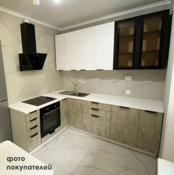 Модульная кухня Норд 1,6 м (Софт даймонд/Камень беж/Белый) в Поваренке - povarenka.mebel54.com | фото