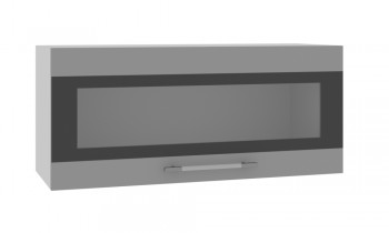 Норд ШВГС 800 Шкаф верхний горизонтальный со стеклом (Софт черный/корпус Белый) в Поваренке - povarenka.mebel54.com | фото