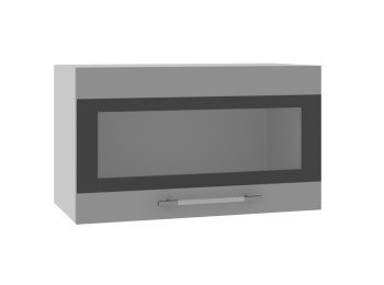 Ройс ПГСФ 600 Шкаф верхний горизонтальный со стеклом с фотопечатью (Графит софт/корпус Серый) в Поваренке - povarenka.mebel54.com | фото