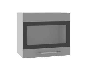 Ройс ВПГСФ 500 Шкаф верхний горизонтальный со стеклом с фотопечатью высокий (Графит софт/корпус Серый) в Поваренке - povarenka.mebel54.com | фото