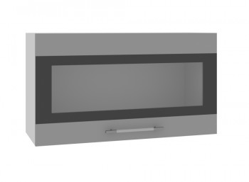 Ройс ВПГСФ 800 Шкаф верхний горизонтальный со стеклом с фотопечатью высокий (Графит софт/корпус Серый) в Поваренке - povarenka.mebel54.com | фото