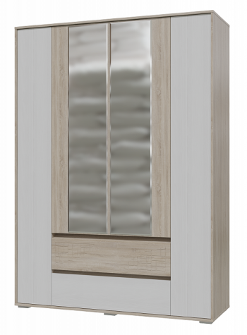 Шкаф 4-х дверный с ящиками Мальта 1600 Дуб сонома/Рамух белый в Поваренке - povarenka.mebel54.com | фото