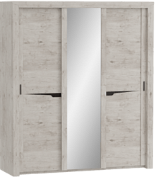 Шкаф трехдверный Соренто с раздвижными дверями Дуб бонифаций/Кофе структурный матовый в Поваренке - povarenka.mebel54.com | фото